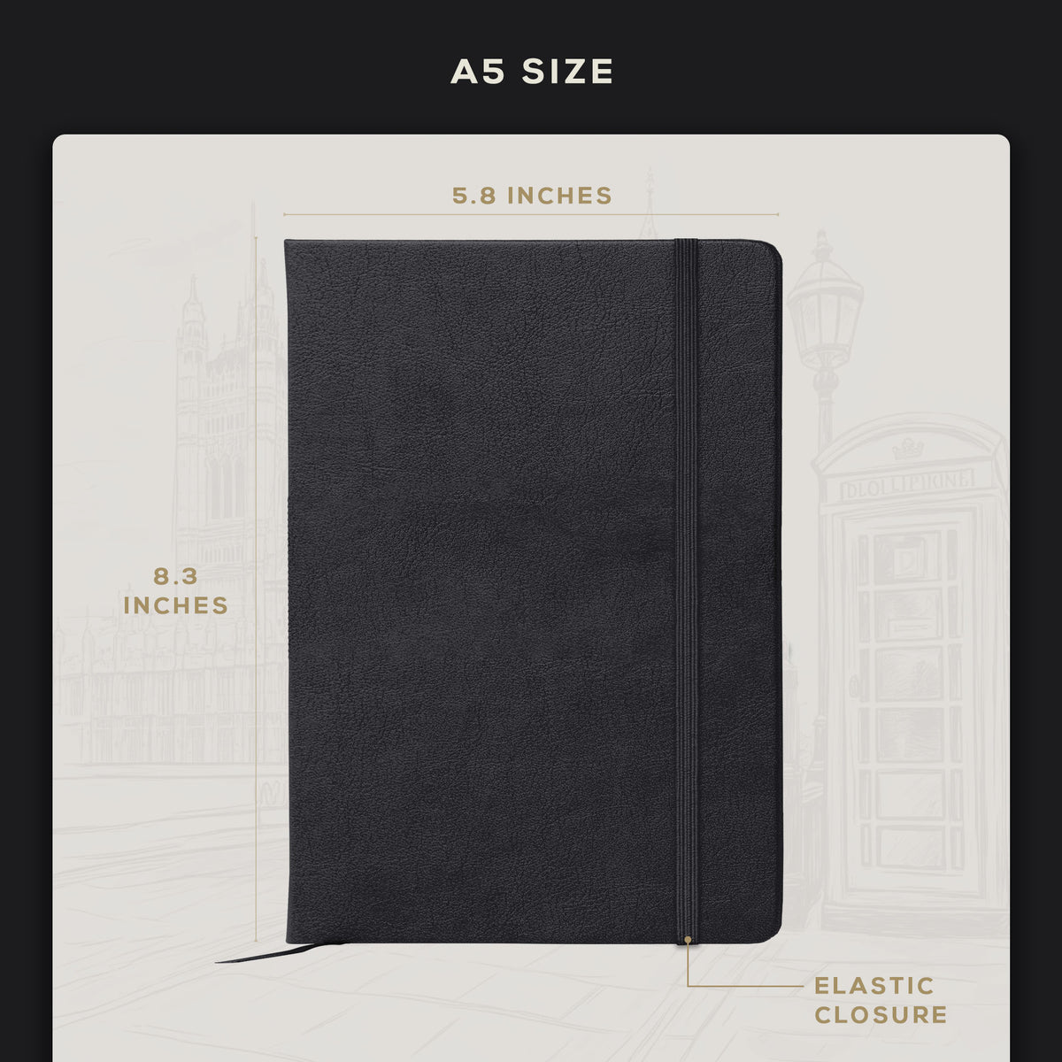 A5 Ruled Notebook - Charcoal Black