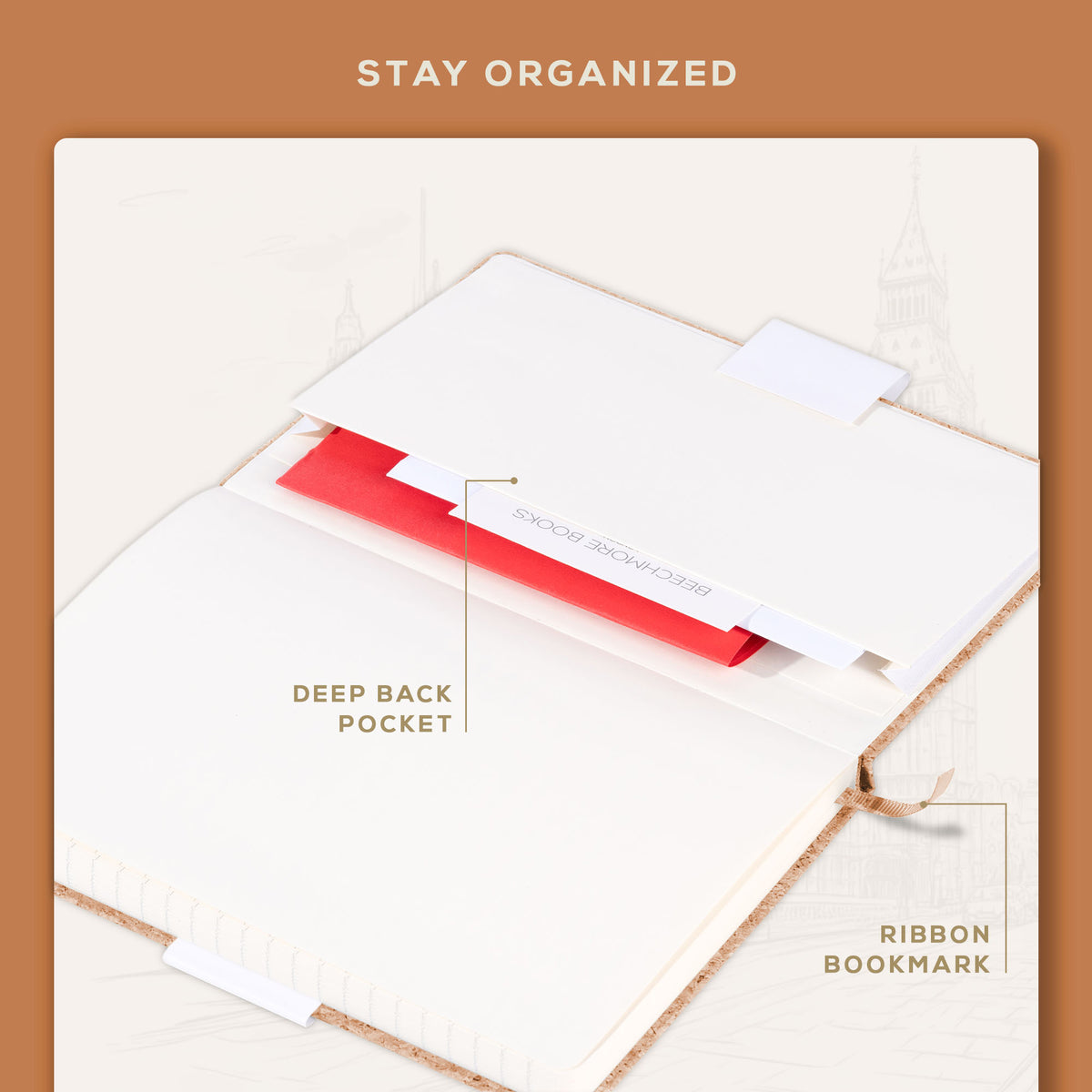 A5 Ruled Notebook - Beige Cork
