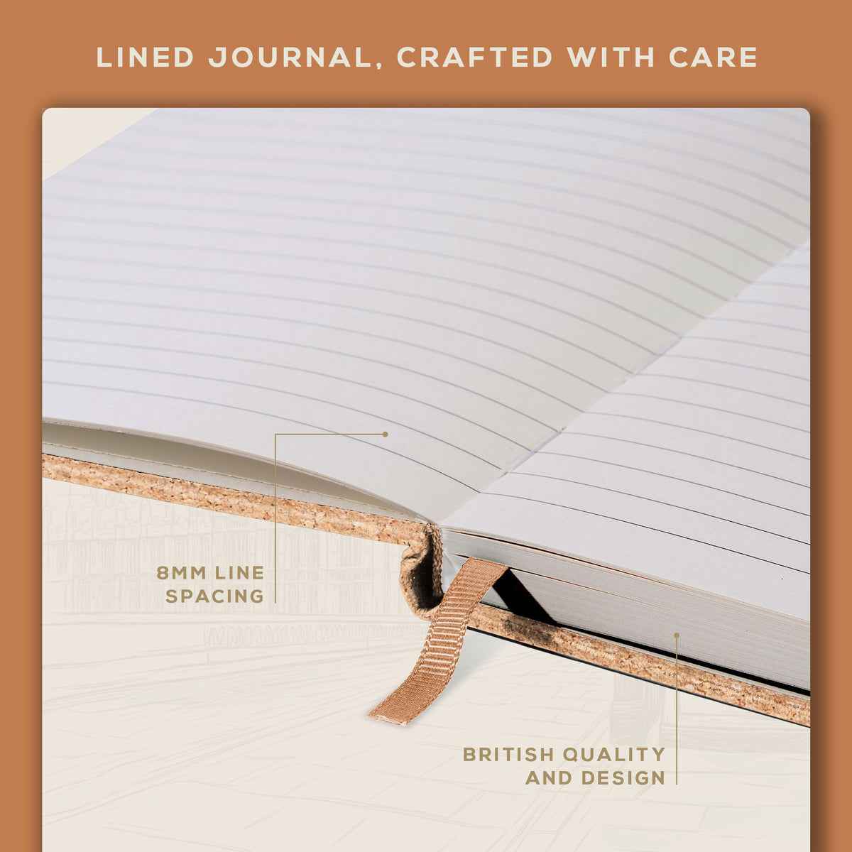 A5 Ruled Notebook - Beige Cork