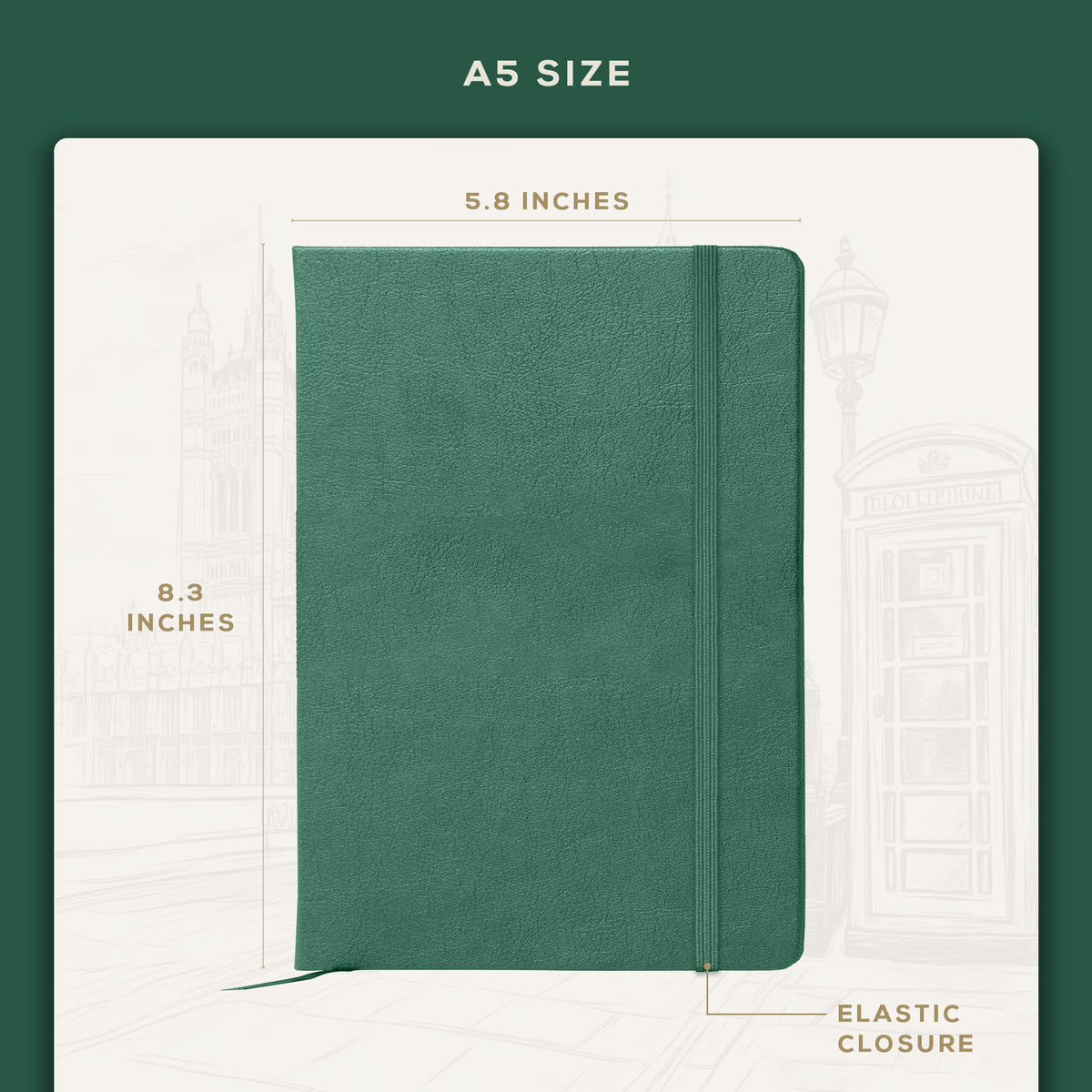 A5 Ruled Notebook - Dartmouth Green