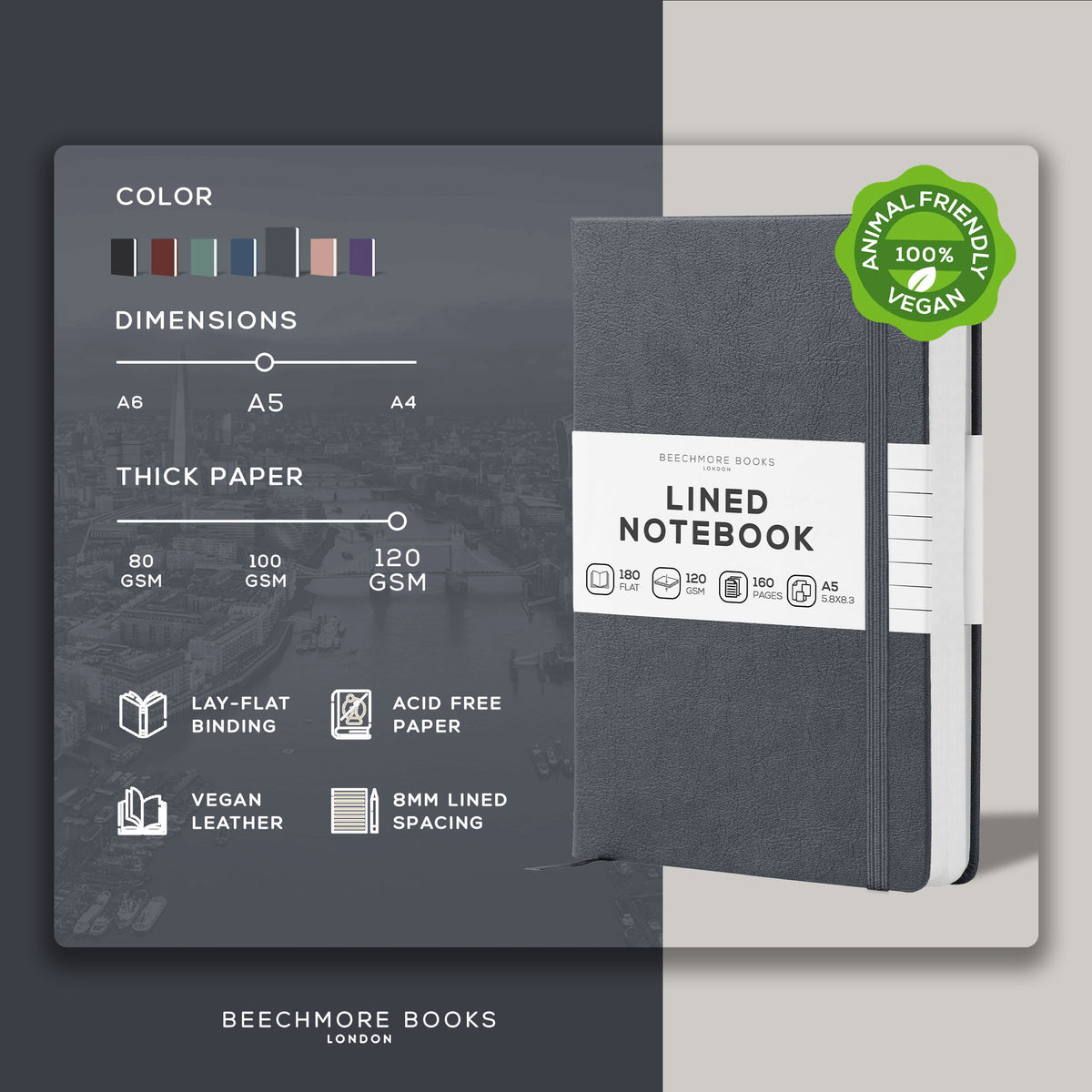 A5 Ruled Notebook - Graphite Gray