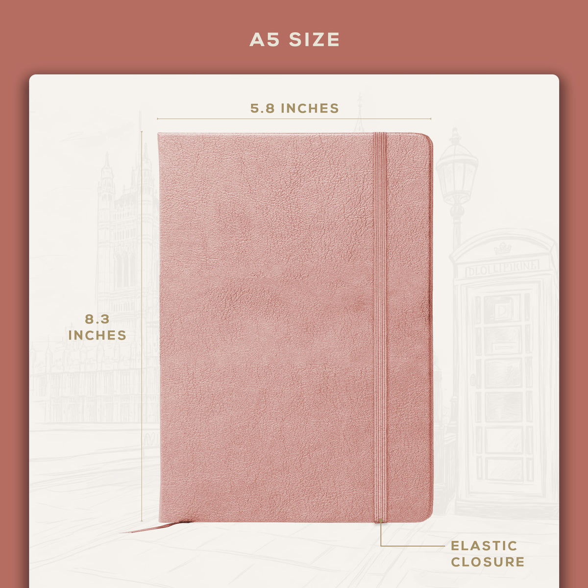 A5 Ruled Notebook - Rose Wood