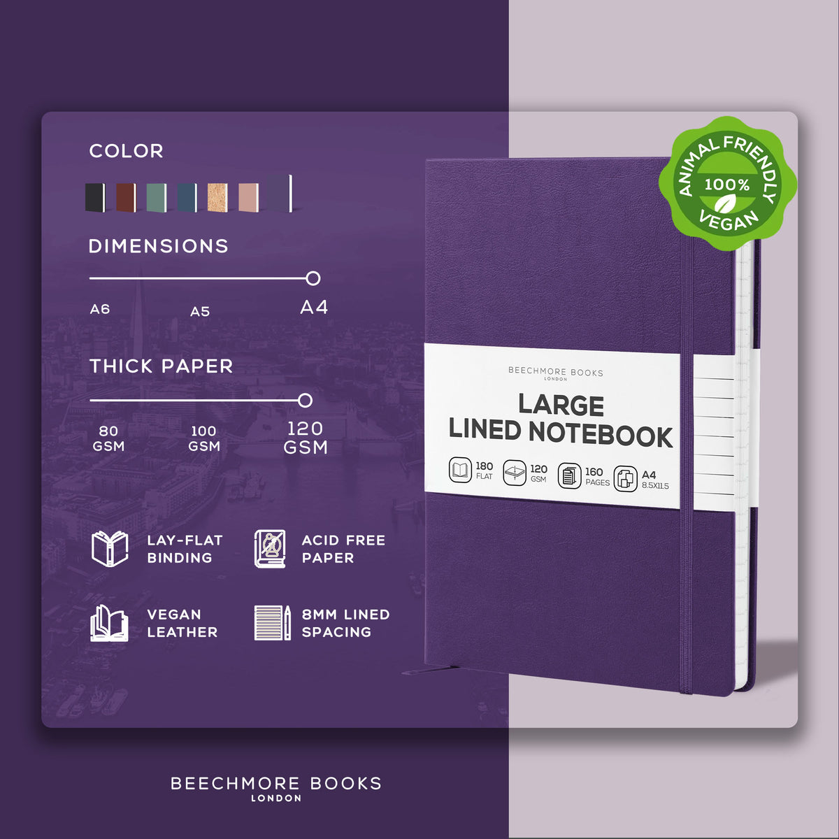 A4 Ruled Notebook - Royal Plum