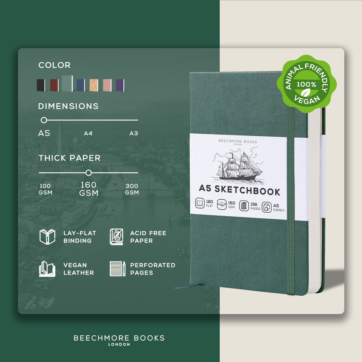 A5 Sketchbook - Dartmouth Green