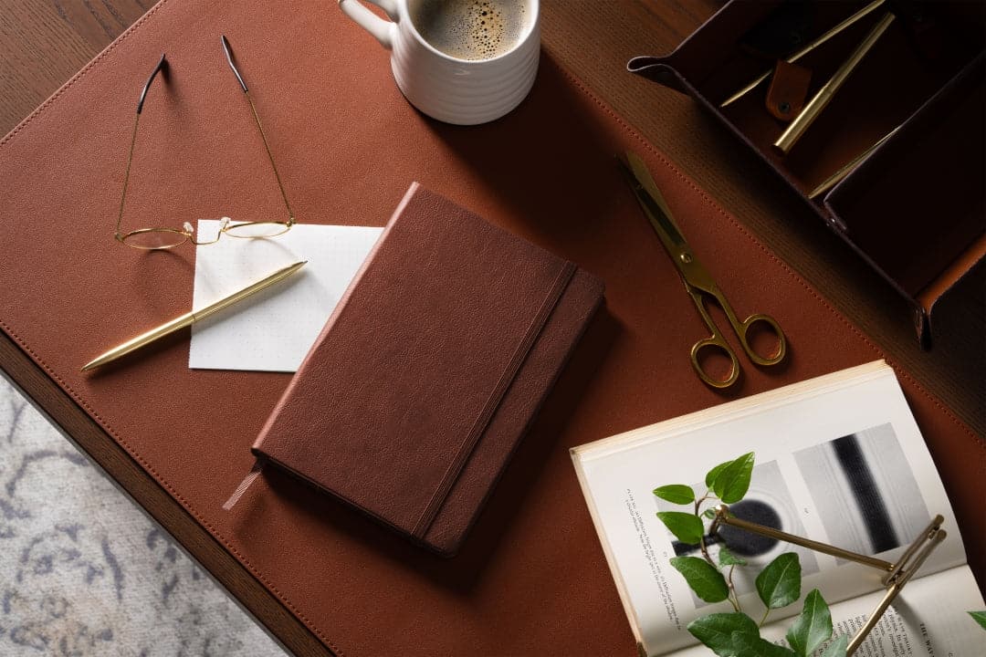 Luxurious Chestnut Brown A5 notebook for graphing, perfect for journaling and creative projects.