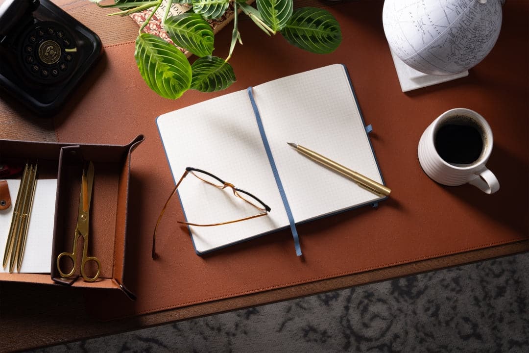 Elegant Symphony Blue A5 graph paper notebook, ideal for calm reflections and precise diagrams."