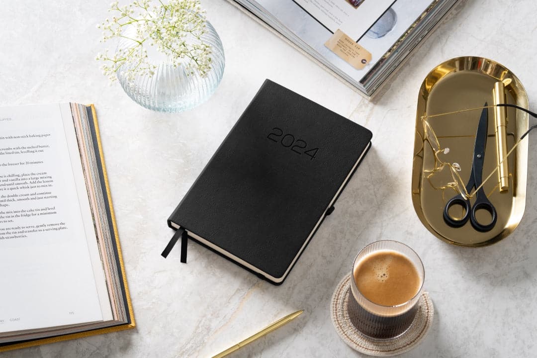 A5 Charcoal Black planner, perfect for sophisticated weekly planning and goal setting