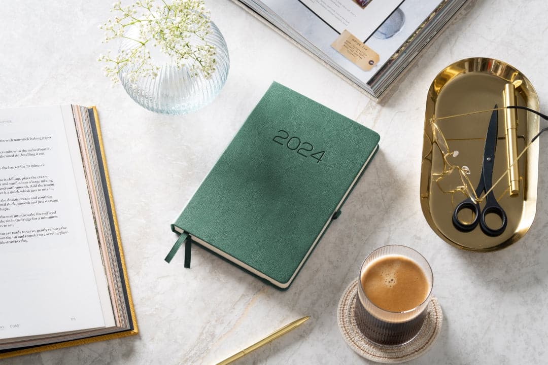 A5 Dartmouth Green planner, perfect for eco-friendly weekly organization and reflections