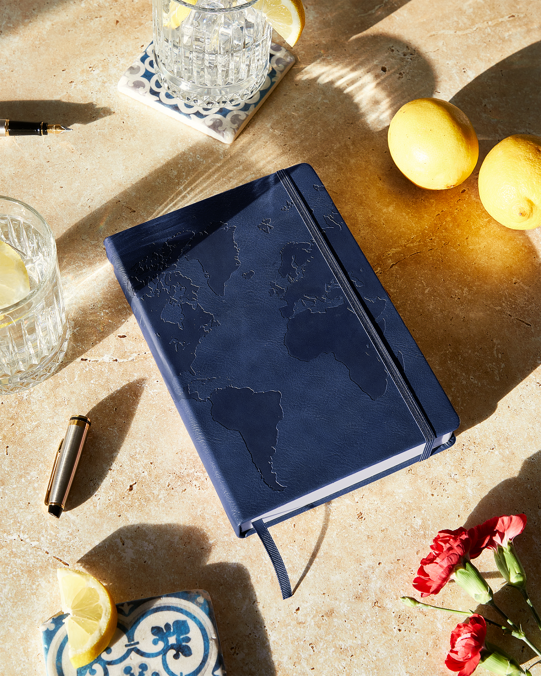 Calming Symphony Blue A5 travel diary, offering a peaceful backdrop to your adventurous tales.