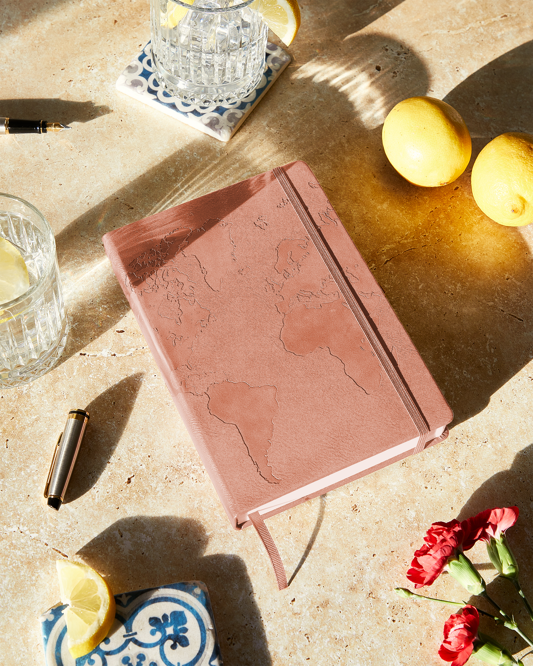 Artisanal Rose Wood travel planner in A5, where craftsmanship meets wanderlust in a Beechmore design.