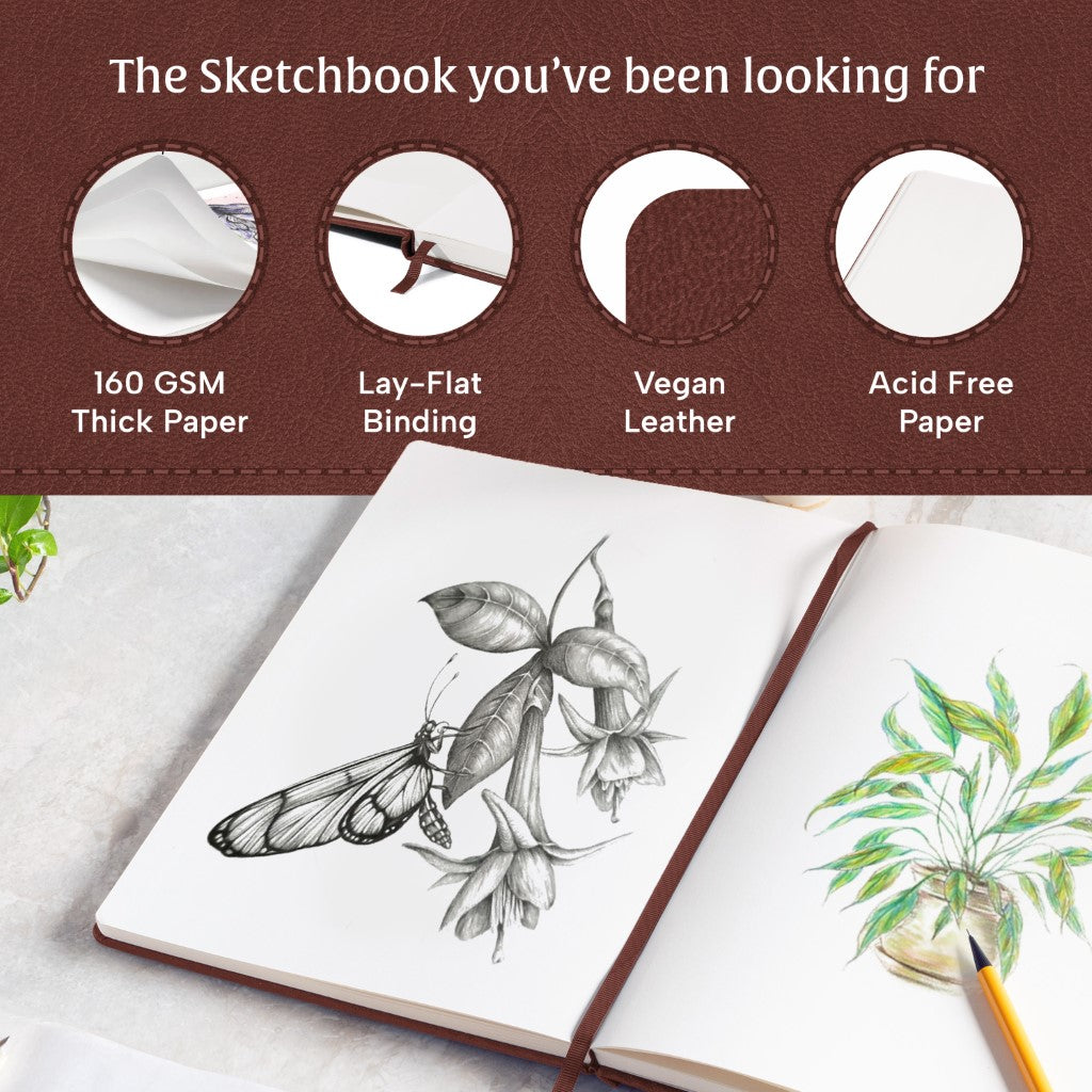 brown sketchbook a4 vegan leather