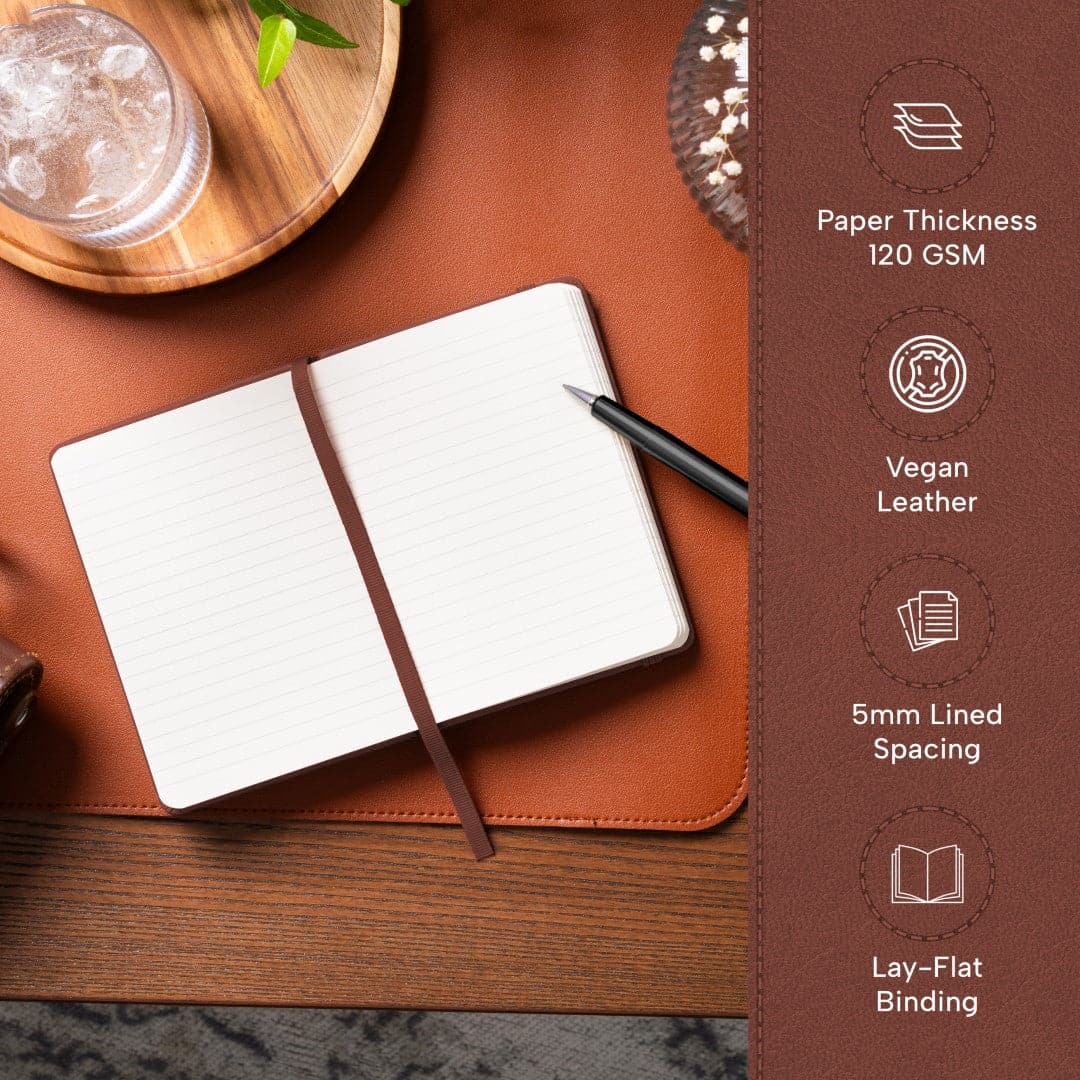 Luxurious Chestnut Brown A6 pocket journal, a blend of classic style and functionality