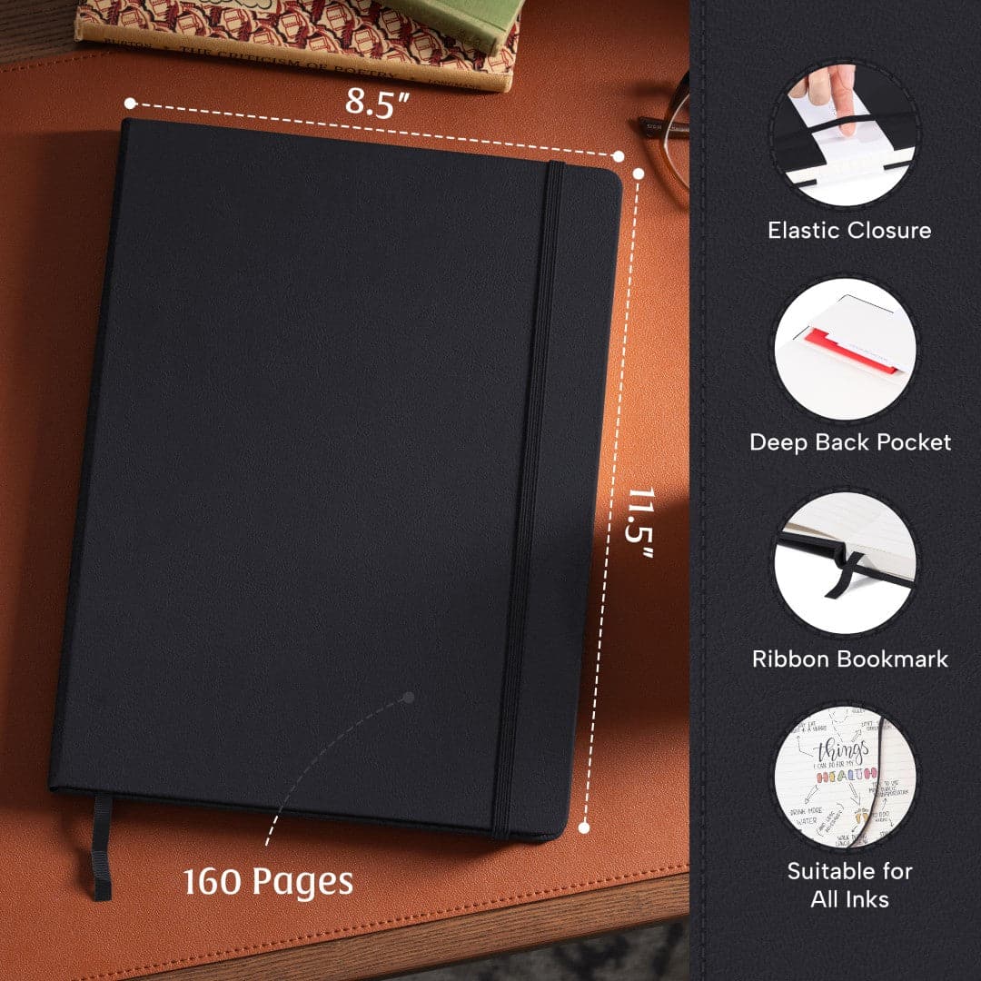 Beechmore's Charcoal Black A4 Ruled Notebook is the epitome of timeless style, providing a distinguished space for your writings and reflections.