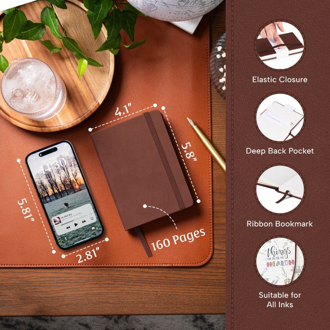 Beechmore's Chestnut Brown A6 notebook, ideal for capturing thoughts with a touch of warmth
