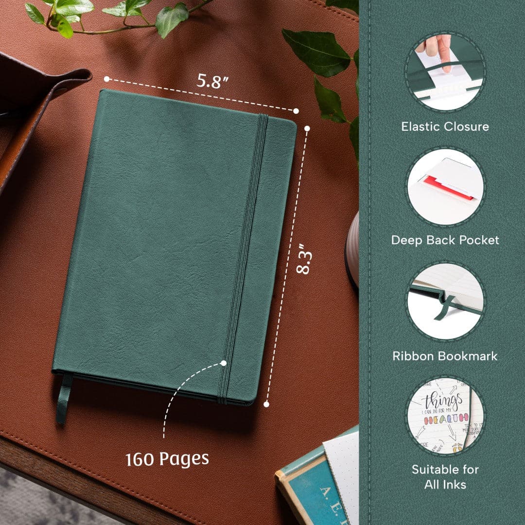 Eco-friendly Dartmouth Green A5 ruled notebook for nature lovers and eco-warriors.