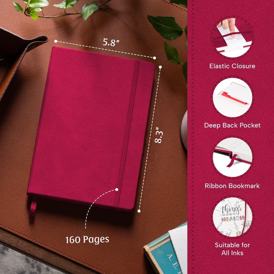 A5 Vibrant Pink notebook, where vivid aesthetics meet the functionality of ruled lines.