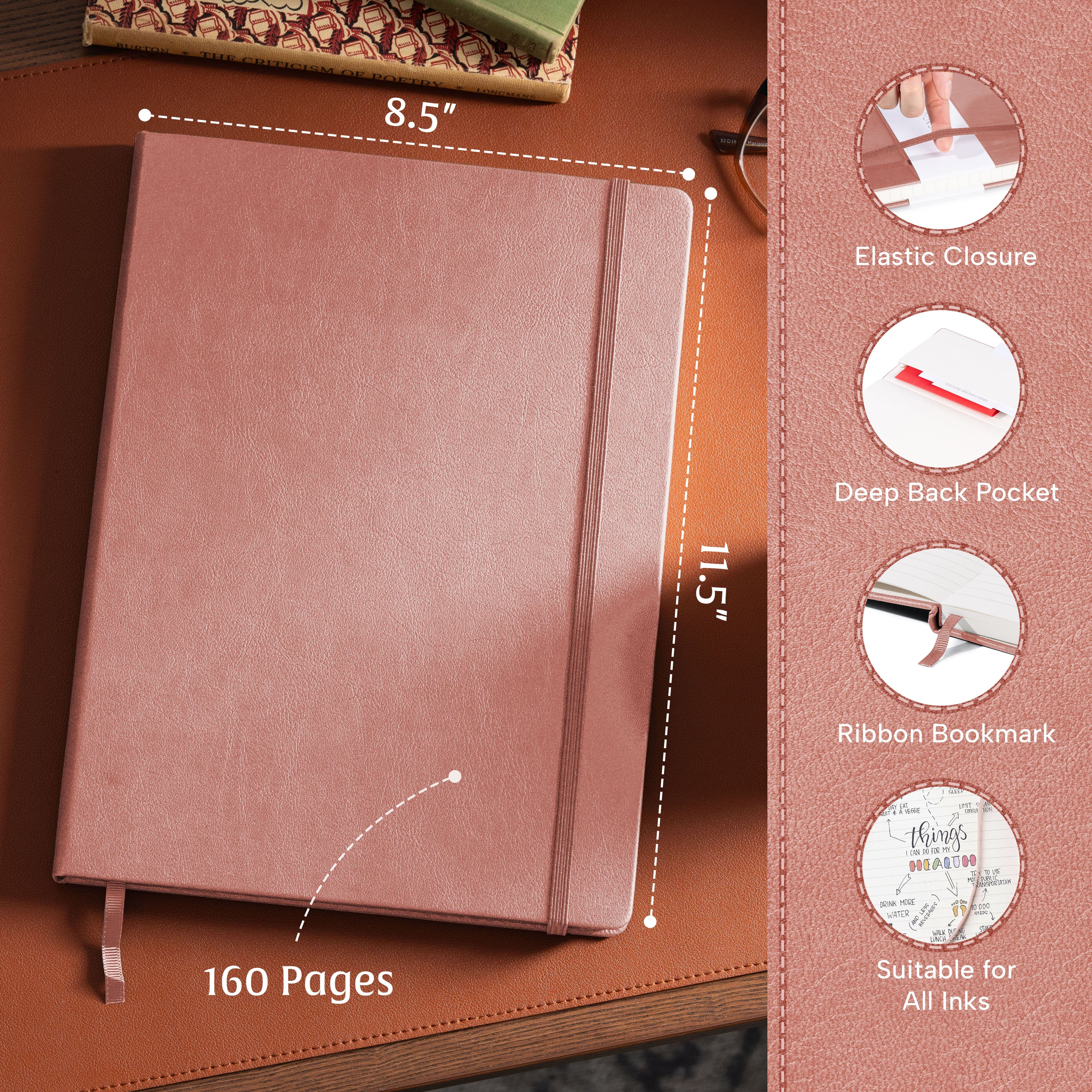 Sophisticated Rose Wood A4 notebook featuring crisp ruled lines, designed for professionals and creatives alike.