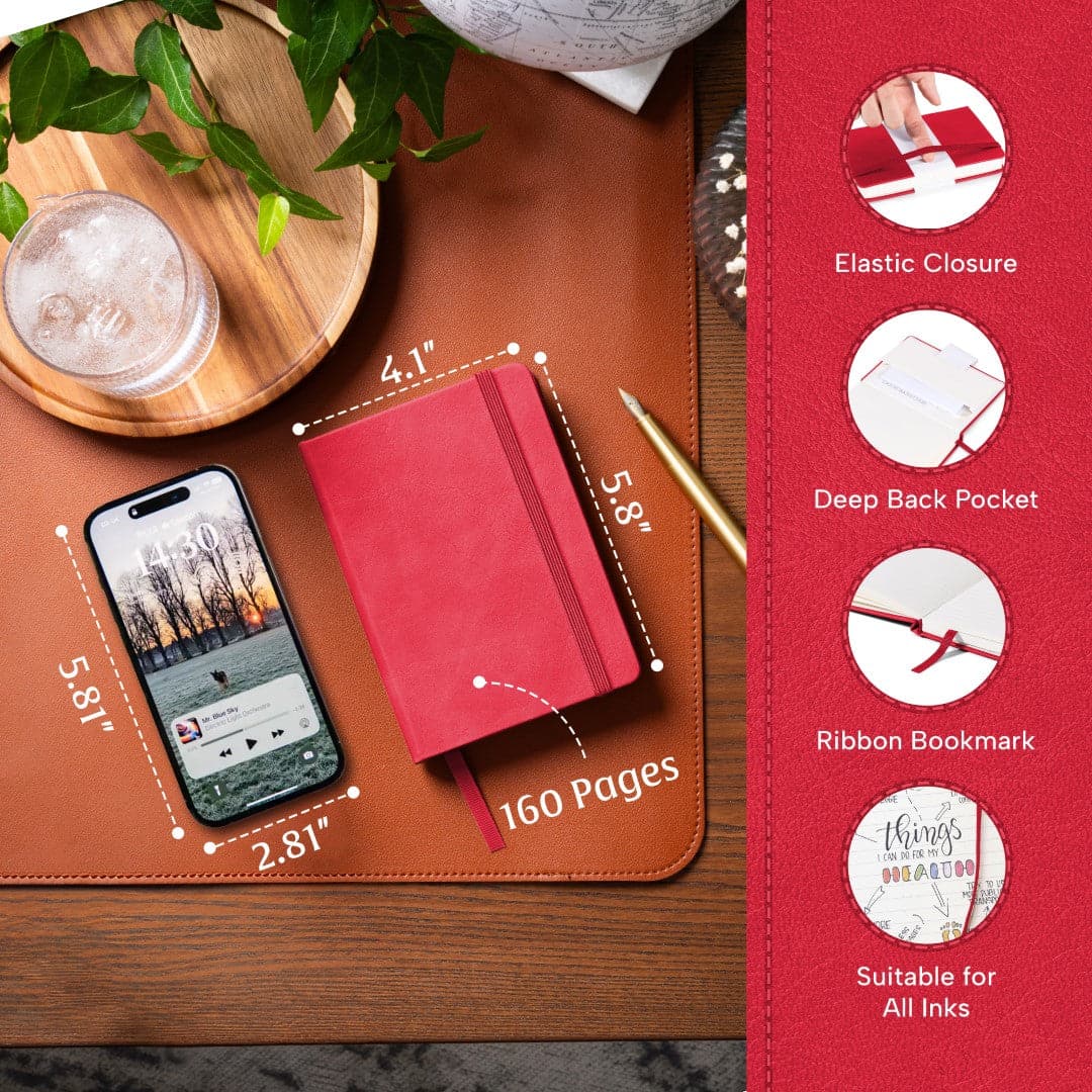 A6 Pocket Ruled Notebook - Scarlet Red