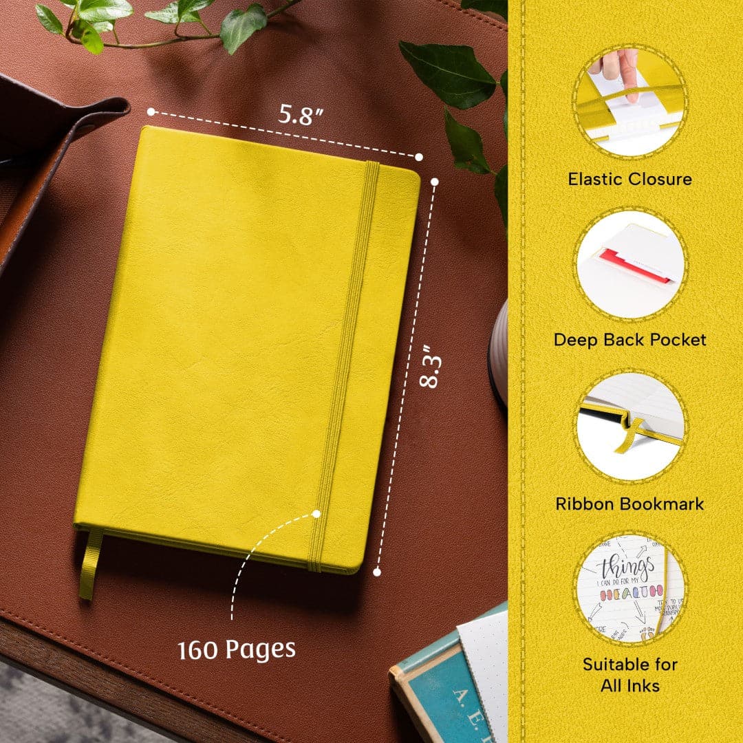 Cheerful Sunshine Yellow A5 diary, perfect for brightening up your journaling practice.