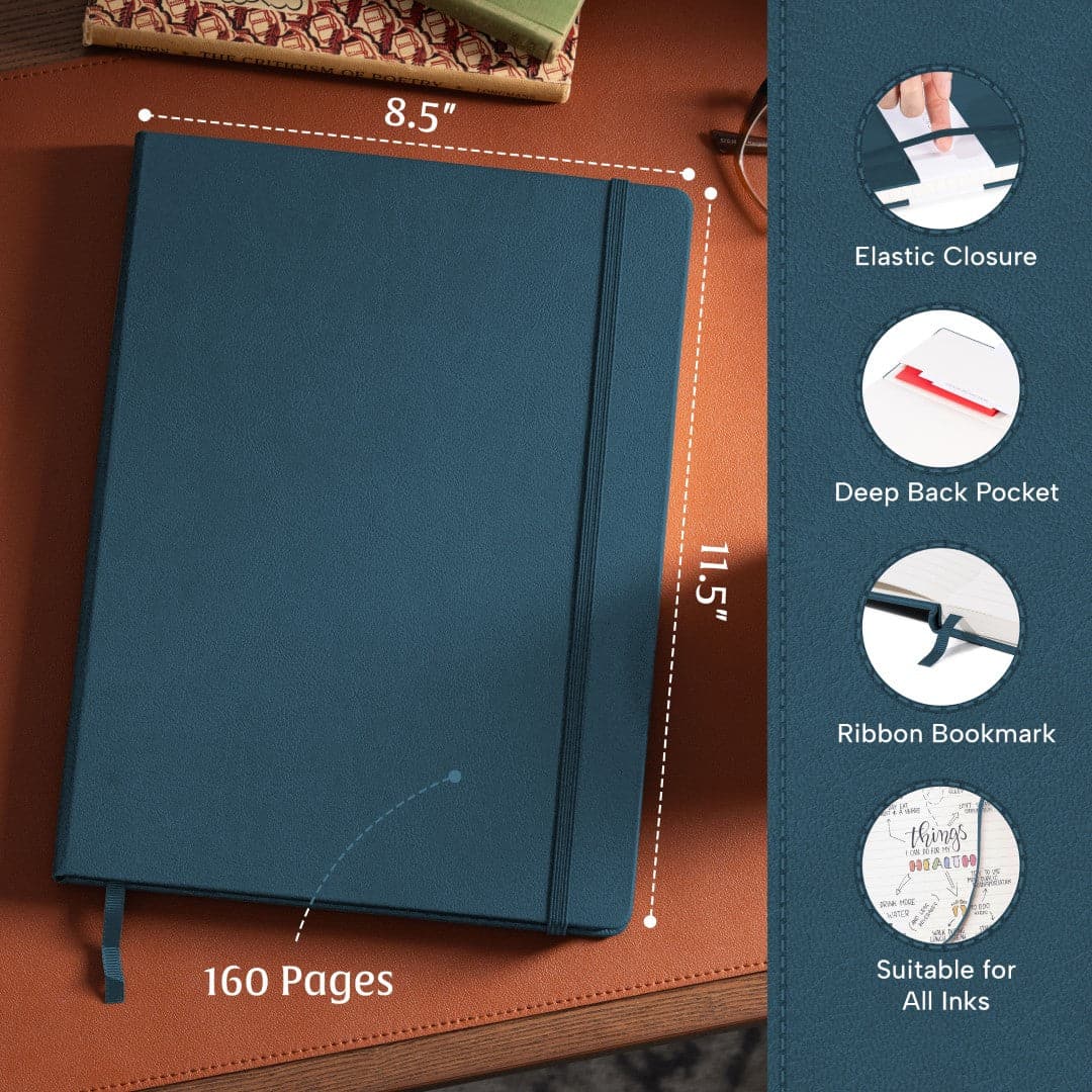 Beechmore's Ocean Blue A4 Ruled Notebook is a voyage into creativity, with a cover as deep as the ocean and pages lined for navigated thoughts.