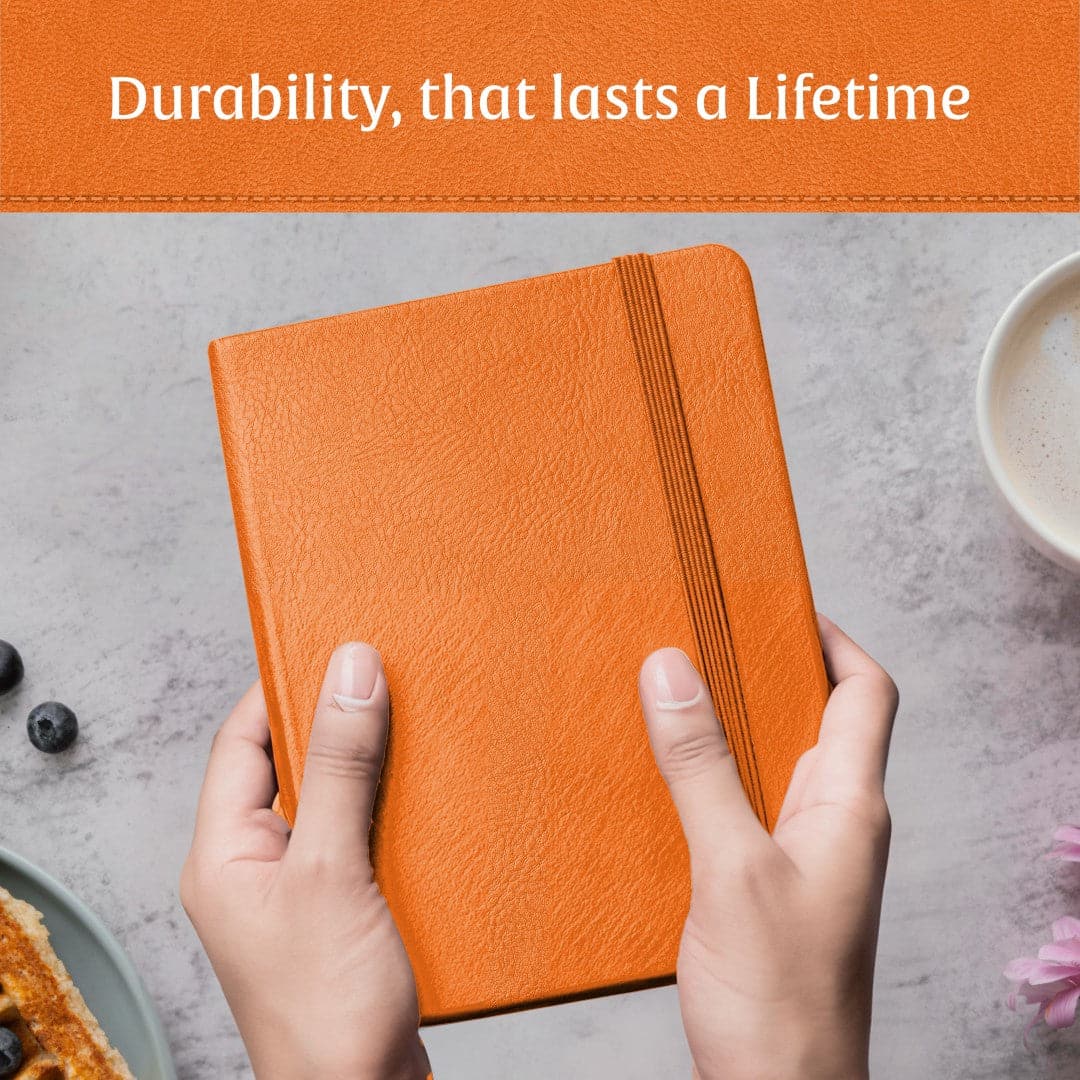 Luminous Monarch Orange A5 diary, perfect for notes that stand out with flair.