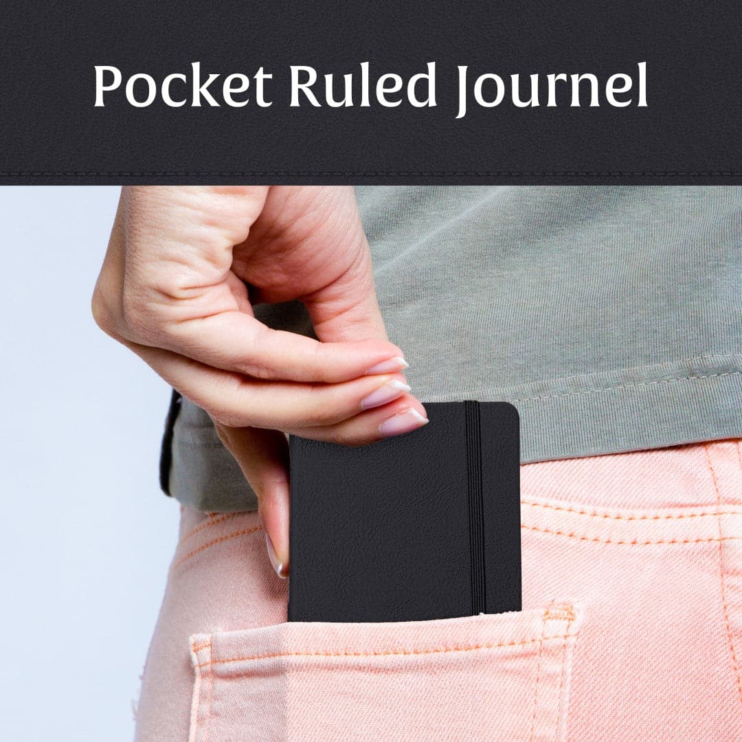 A6 pocket-sized ruled notebook in Charcoal Black, perfect for travelers and creatives