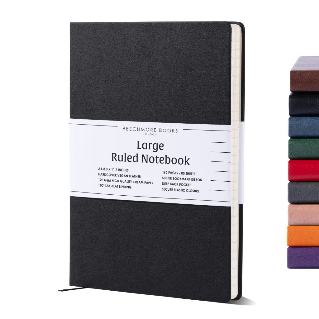 A4 Ruled Notebook - Charcoal Black