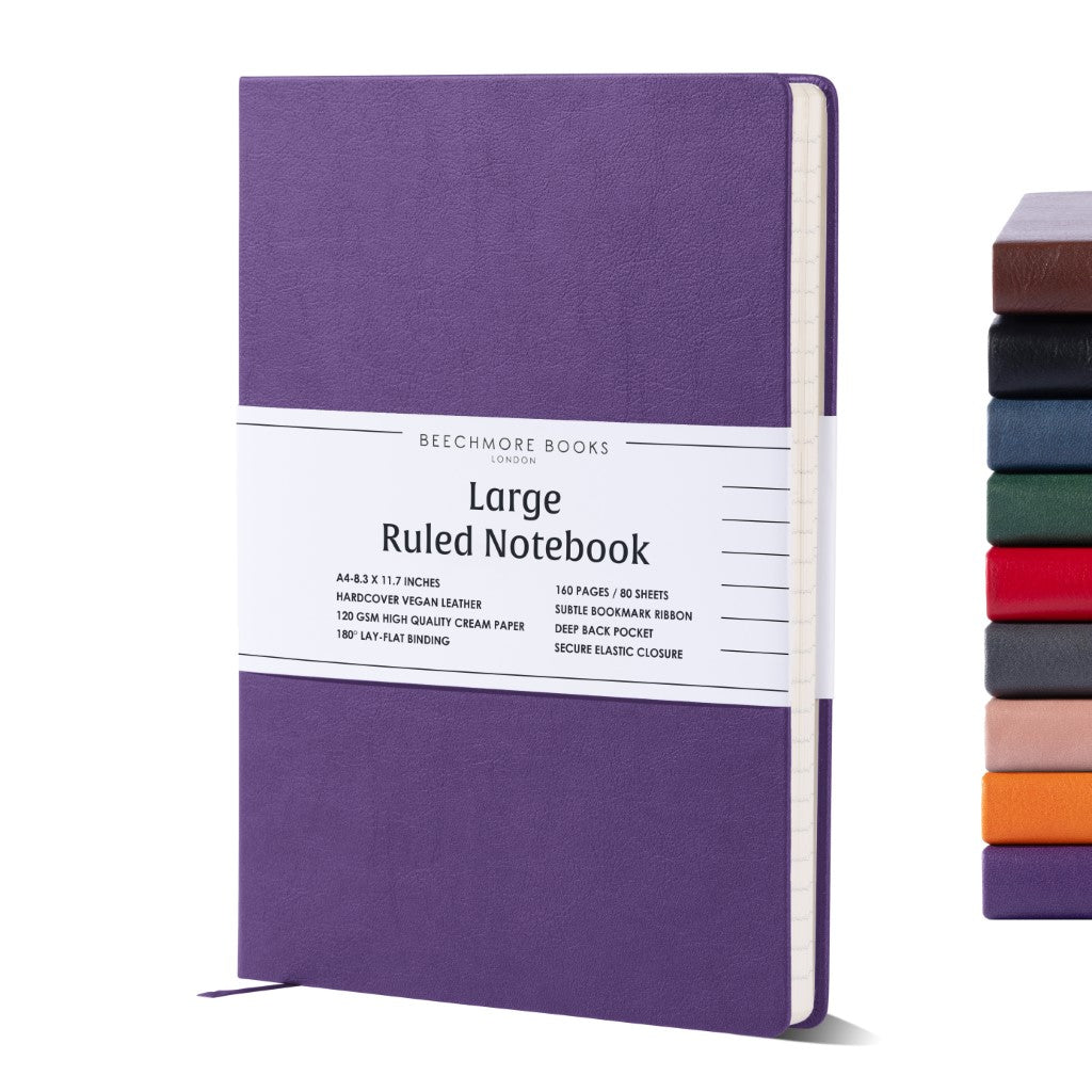 A4 Ruled Journal | Royal Plum - Vegan Leather | Beechmore BooksRoyal