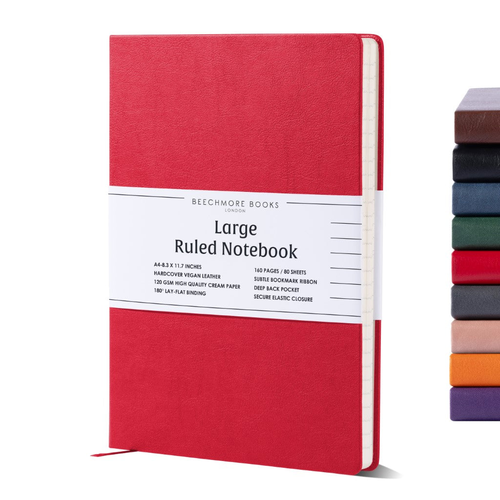 A4 Ruled Notebook - Scarlet Red