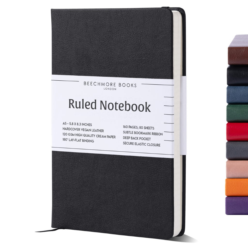 A5 Ruled Notebook - Charcoal Black