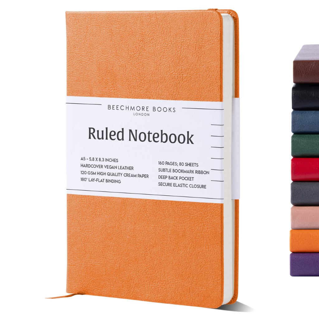 A5 Ruled Notebook - Monarch Orange