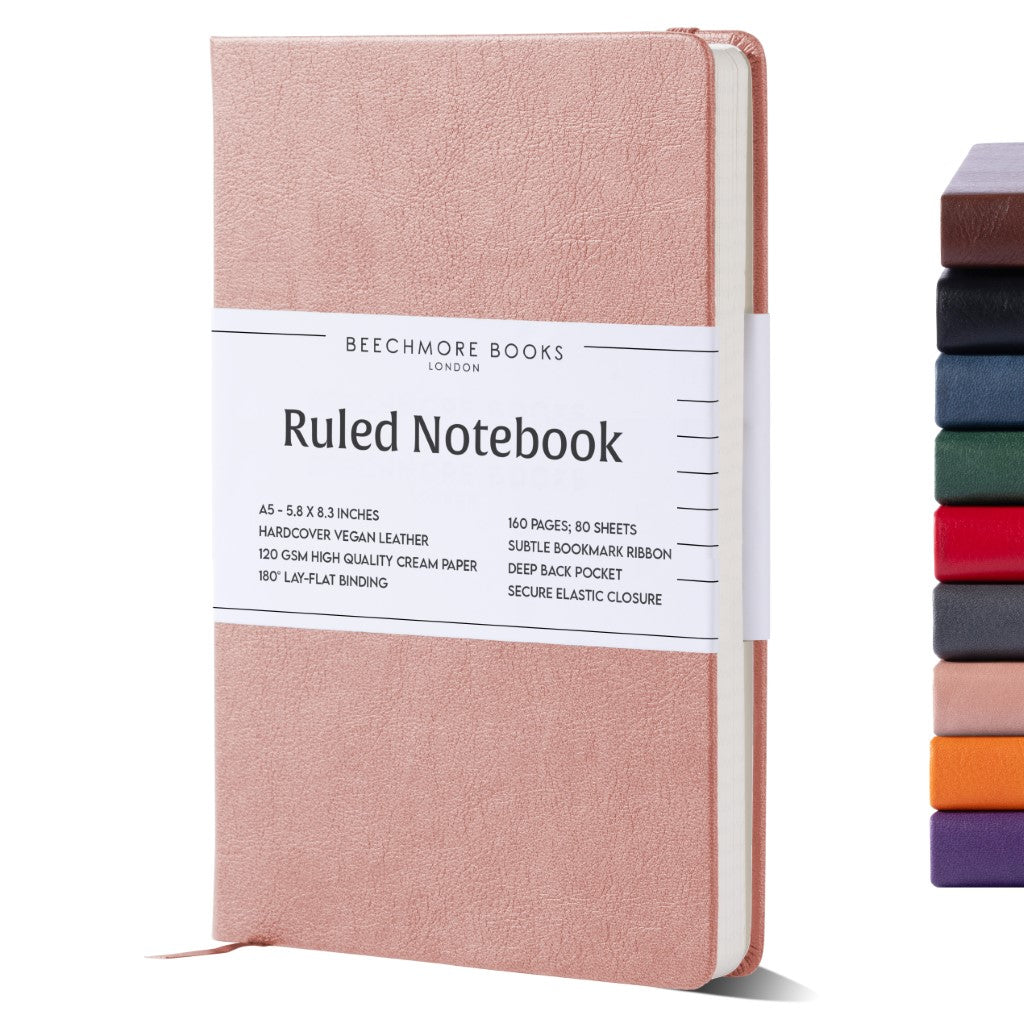 A5 Ruled Journal | Rose Wood - Vegan Leather | Beechmore Books