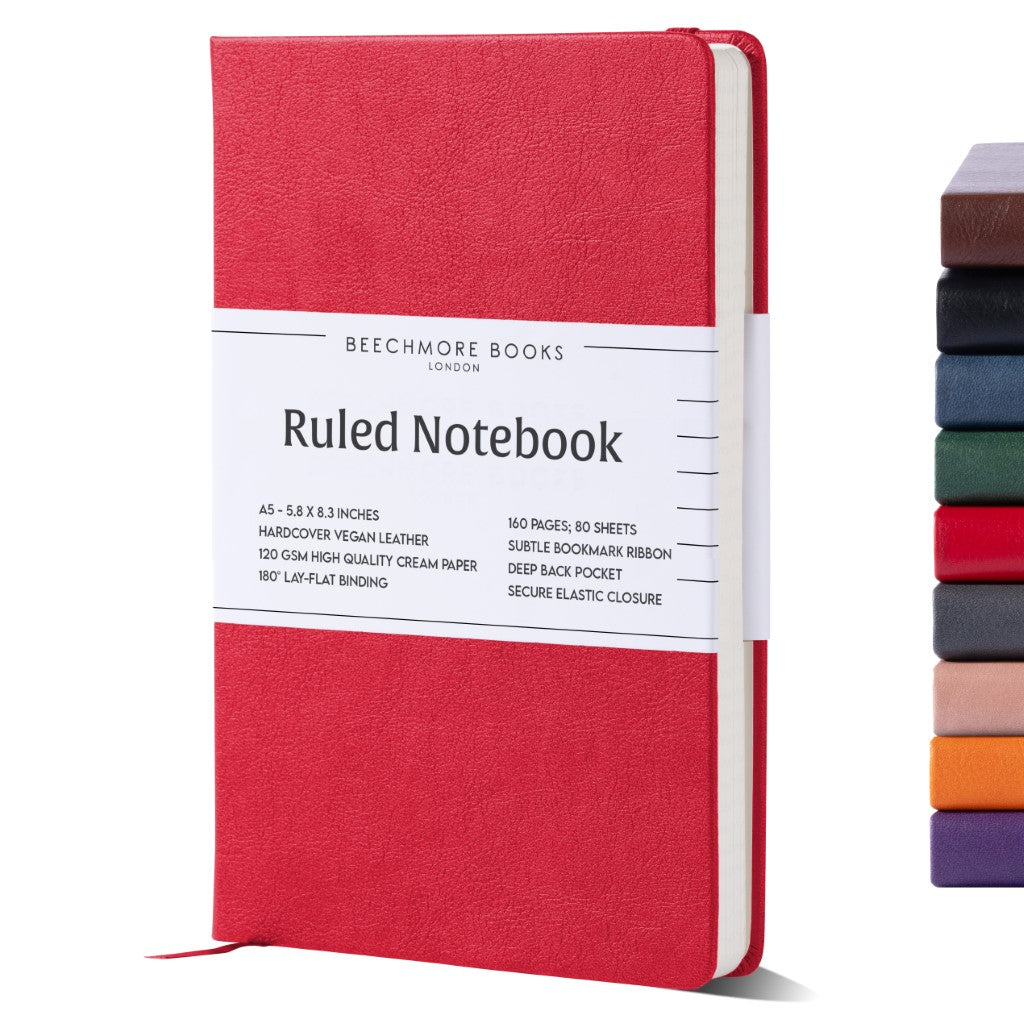 A5 Ruled Notebook - Scarlet Red