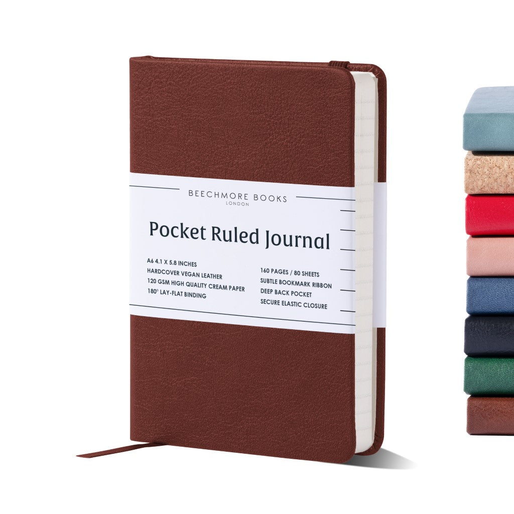 A6 Pocket Ruled Notebook - Chestnut Brown