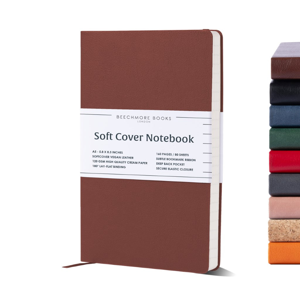 A5 Softcover Ruled Notebook - Chestnut Brown