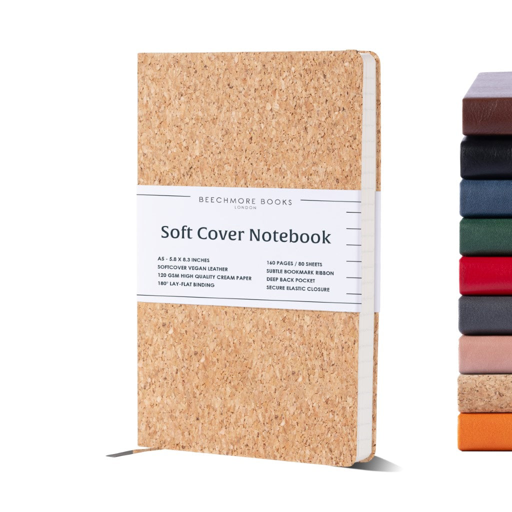 A5 Softcover Ruled Notebook - Beige Cork