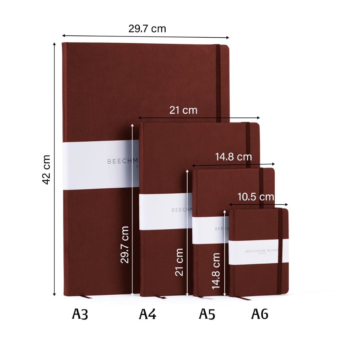 Premium Chestnut Brown A5 graph paper book, enhancing your sketches and technical drawings.